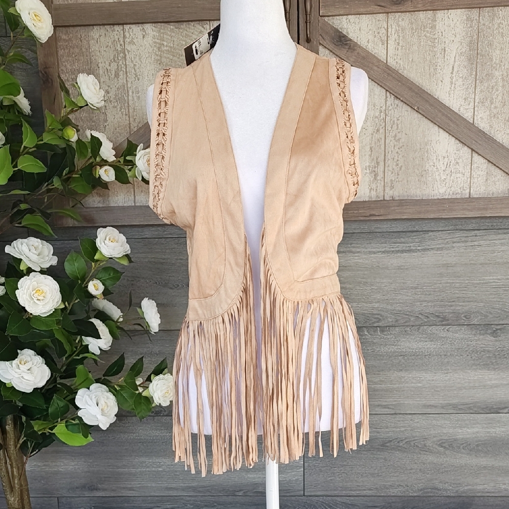 Miss Me Tan Fringe Vest